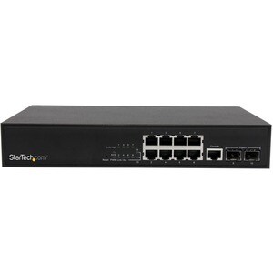 StarTech.com Switch Ethernet de 10 Puertos L2 con 2 Ranuras SFP Abiertas - Conmutador de Montaje en Rack - 2 Capa compatib