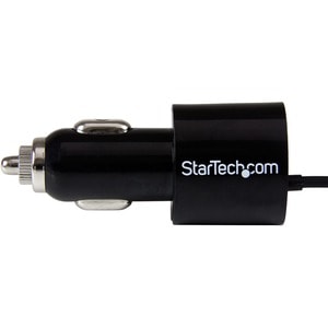 StarTech.com Cargador USB de 2 Puertos para Coche con Cable Micro USB y puerto USB - Negro - 1 Paquete(s) - Para Tablet PC