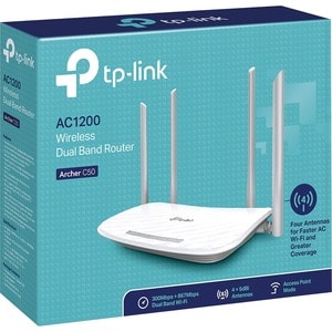 TP-Link Archer C50 Wi-Fi 5 IEEE 802.11ac Ethernet Wireless Router - Dual Band - 2.40 GHz ISM Band - 5 GHz UNII Band - 4 x 