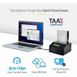 StarTech.com USB 3.0 Standalone Eraser Dock for 2.5" and 3.5" SATA SSD/HDD Drives - Secure Drive Erase with Receipt Printi