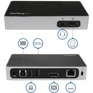 StarTech.com 4K DisplayPort Docking Station for Laptops - USB 3.0 - Universal Laptop Docking Station - 4K Ultra HD Dock - 