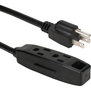 QVS 3-Outlet 3-Prong 6ft Power Extension Cord - For Computer, Electronic Equipment - 120 V AC13 A - Black - 6 ft Cord Leng