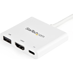 StarTech.com USB-C to HDMI Adapter - White - 4K 30Hz - Thunderbolt 3 Compatible - with Power Delivery (USB PD) - USB C Don