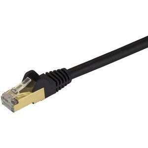 StarTech.com 1 ft Black Shielded Snagless 10 Gigabit Cat 6a STP Patch Cable - 30.48 cm Category 6a Network Cable for Docki