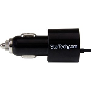 StarTech.com Dual-port Car Charger with Lightning Cable and USB 2.0 Port - Black - 1 Pack - 5 V DC/4.20 A Output