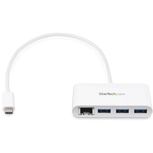 StarTech.com USB-C to Ethernet Adapter with 3 Port USB C Hub - Gigabit - White - Thunderbolt 3 Compatible - MacBook Pro 20