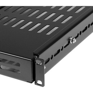 1U Adjustable Vented Server Rack Mount Shelf - 175lbs - 19.5 to 38in Deep Universal Tray for 19" AV/ Network Equipment Rac