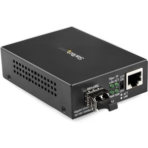 Multimode (MM) LC Fiber Media Converter for 10/100/1000 Network - 550m - Gigabit Ethernet - 850nm - with SFP Transceiver (