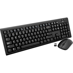 V7 Wireless Keyboard and Mouse Combo - USB Wireless RF English (US) - Black - USB Wireless RF Mouse - 1600 dpi - 3 Button 