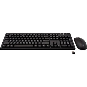 V7 Wireless Keyboard and Mouse Combo - MX - USB Wireless RF Spanish - Black - USB Wireless RF Mouse - 1600 dpi - 3 Button 