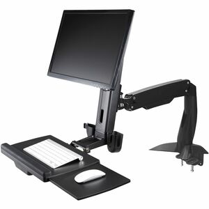 StarTech.com Brazo de Soporte de Pie y Sentado Ajustable VESA para Monitores de hasta 24 Pulgadas con Soporte para Teclado