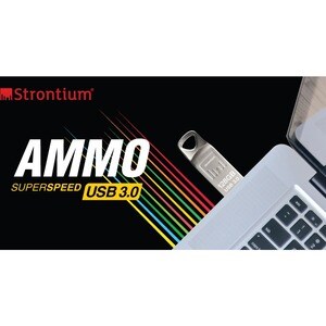 Strontium 128GB AMMO USB 3.1 Flash Drive - 128 GB - USB 3.1 - Silver - 5 Year Warranty