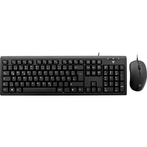 V7 CKU200DE Keyboard & Mouse - QWERTZ - German - USB Cable - Keyboard/Keypad Color: Black - USB Cable - Optical - 1600 dpi