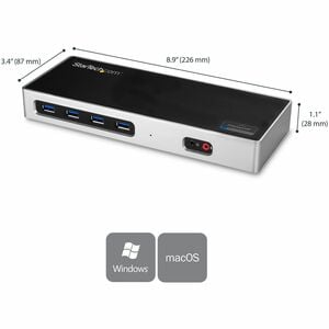 StarTech.com USB Type C Docking Station for Notebook - 40 W - Black, Silver - 2 Displays Supported - 4K - 3840 x 2160, 409