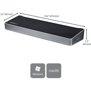 USB-C 4K Triple Display Laptop Docking Station with DisplayPort & HDMI - 60W PD - USB 3.1 Dock for Windows & MacBook Pro (