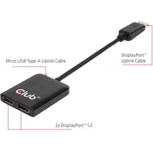 Club 3D Multi Stream Transport (MST) Hub DisplayPort 1.2 Dual Monitor USB Powered - 4096 x 2160 - DisplayPort - USB