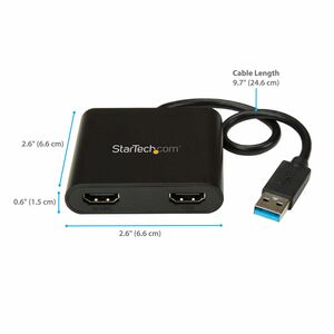 USB 3.0 to Dual HDMI Adapter - 4K 30Hz - External Video & Graphics Card - Dual Monitor Display Adapter - Supports Windows 