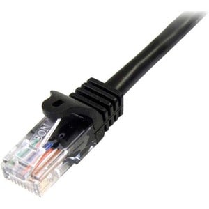 0.5m Black Cat5e Patch Cable with Snagless RJ45 Connectors - Short Ethernet Cable - 0.5 m Cat 5e UTP Cable (45PAT50CMBK)