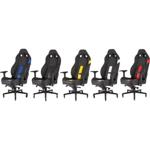 Corsair T2 ROAD WARRIOR Gaming Chair - Black/Blue - For Game, Office, Desk - PU Leather, Steel - Black, Blue