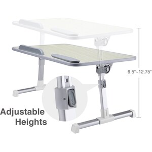 SIIG Adjustable Laptop Bed Desk for MacBook and PC - Up to 17" Screen Support - 11.9" Height x 11.8" Width - Acrylonitrile
