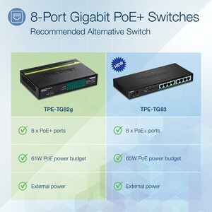 Switch Ethernet TRENDnet TPE-TG82g 8 Porte - Nuovo - 2 Layer supportato - Coppia incrociata