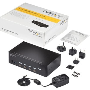 StarTech.com 4 Port HDMI KVM Switch - 4K 30Hz - Dual Display - This 4 port 4K HDMI KVM with dual monitor support lets you 