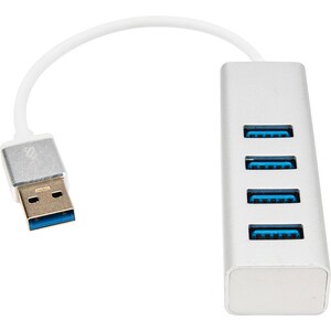Rocstor Premium Portable 4 Port SuperSpeed Mini USB 3.0 Hub - Aluminum Silver - USB - External - 4 USB Ports Female - 4 US