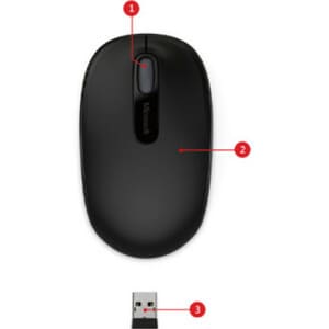 Mouse Microsoft 1850 - Radiofrecuencia - USB 2.0 Tipe A - Óptico - 3 Botón(es) - Negro - Inalámbrico - Rueda de desplazami