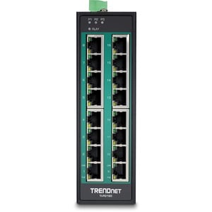TRENDnet 16-Port Hardened Industrial Unmanaged Gigabit 10/100/1000Mbps DIN-Rail Switch w/ 16 Gigabit PoE+ Ports; Lifetime 