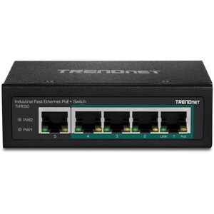 Switch Ethernet TRENDnet TI-PE50 5 Porte - Nuovo - 2 Layer supportato - Coppia incrociata - Montaggio su guida DIN, Parato