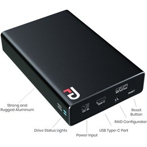 Fantom Drives FD DUO - Portable 2 Bay SSD RAID Enclosure - USB 3.2 Gen 2 Type-C - Black - Made with High Quality Aluminum 