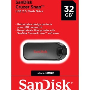 SanDisk Cruzer Snap 32 GB USB 2.0 Flash Drive - Black - 1