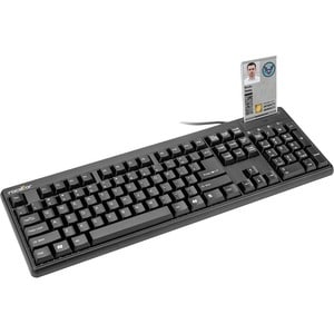Rocstor KS20T Security USB Keyboard with Built-in Smartcard Reader - 104 Key - Common Access Card CAC Compatible - PIV Com