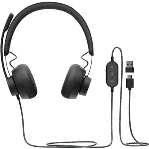 Logitech Zone Headset - Stereo - USB Type C - Wired - 32 Ohm - 20 Hz - 16 kHz - Over-the-head - Binaural - Circumaural - 6