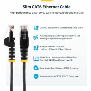 0.5 m CAT6 Cable - Slim CAT6 Patch Cord - Grey - Snagless RJ45 Connectors - Gigabit Ethernet Cable - 28 AWG (N6PAT50CMGRS)