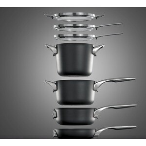 Calphalon Premier Cookware - - Hard Anodized Aluminum, Tempered Glass Cover, Stainless Steel Handle - Cooking, Sauteing - 