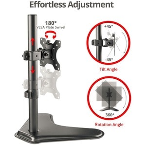 SIIG Height Adjustable Single Monitor Desk Stand for 13" to 32" - Heavy Duty Desk Mount, Supports up to 17.6lbs