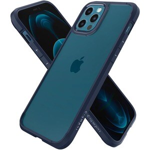 Spigen Ultra Hybrid Case for Apple iPhone 12, iPhone 12 Pro Smartphone - Navy Blue, Crystal Clear - Polycarbonate, Thermop