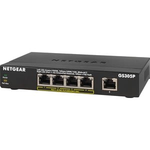 Switch Ethernet Netgear GS300 GS305P 5 Porte - 2 Layer supportato - 67,50 W Consumo energetico - 63 W PoE Budget - Coppia 