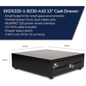 apg Entry Level- 13â€ Electronic Point of Sale Cash Drawer | Arlo Series EKDS320-1-B330-A10| Printer Compatible with CD-1
