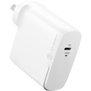 Alogic 1X100 Rapid Power 100W GaN Charger - 120 V AC, 230 V AC Input - 20 V/5 A, 5 V, 9 V, 15 V Output - White