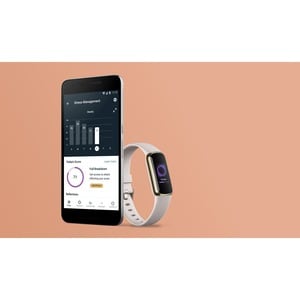 Fitbit Luxe Smart Band - Lunar White, Soft Gold Stainless Steel - Stainless Steel Case - Silicone Band - Text Messaging, P