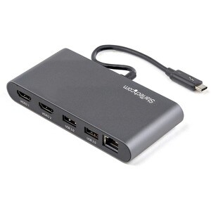 Thunderbolt 3 Mini Dock - Portable Dual Monitor w/HDMI 4K 60Hz - 2X USB-A Hub (3.2/2.0), GbE - 28cm Cable - TB3 Multiport 