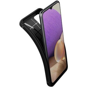 Spigen Rugged Armor Rugged Case for Samsung Galaxy A32 5G Smartphone - Matte Black - Carbon Fiber - Drop Resistant - Therm