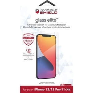 invisibleSHIELD Glass Elite+ Aluminosilicate, Glass Screen Protector - Clear - For LCD iPhone 12, iPhone 12 Pro - Smudge R