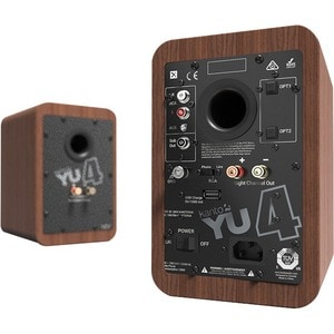 Kanto YU4 Bluetooth Speaker System - 70 W RMS - Walnut - Stand Mountable - Desktop - 60 Hz to 20 kHz - USB
