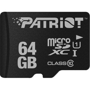 Patriot Memory 64 GB Class 10/UHS-I (U1) microSDXC - 1 Pack - 80 MB/s Read - 10 MB/s Write