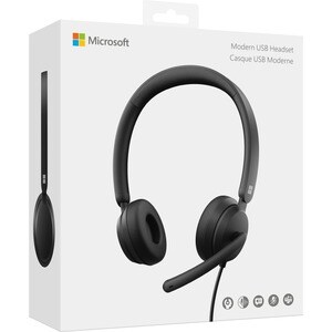 Microsoft Modern Wired Over-the-head Stereo Headset - Black - Binaural - Ear-cup - 100 Hz to 20 kHz - 150 cm Cable - Noise