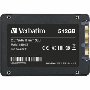 Verbatim Vi550 Vi550 S3 1 TB Solid State Drive - 2.5" Internal - SATA (SATA/600) - 360 TB TBW - 550 MB/s Maximum Read Tran