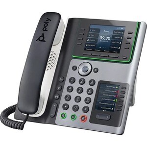 Poly Edge E500 IP Phone - Corded - Corded - NFC - Desktop, Wall Mountable - TAA Compliant - VoIP - 2 x Network (RJ-45) - P